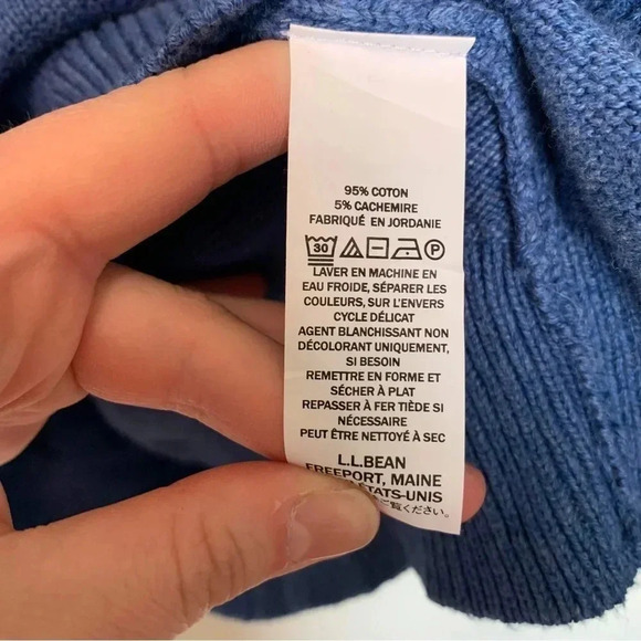 L.L. Bean blue  cotton cashmere blend sweater - Picture 3 of 4